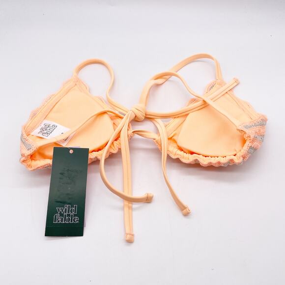 Wild Fable Women's Swim Crochet Triangle Bikini Top Orange Gray Size XS - Picture 5 of 5